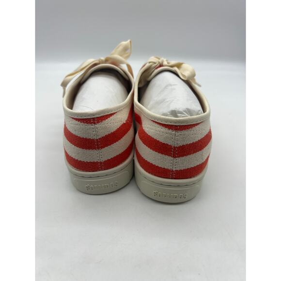 Soludos Marin Striped Sneaker Poppy Red Size 11 Woven Lace Up Ortholite Footbed - Picture 5 of 9